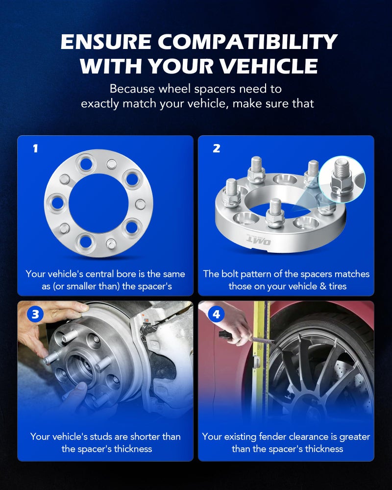 Orion Motor Tech 5x4.5 Wheel Spacers, 1 Inch Spacers with 1/2-20 Studs Compatible with Jeep Wrangler TJ YJ Grand Cherokee Ford Explorer Mustang Ranger, 82.5mm Center Bore Wheel Spacer Kit Set of 2 - Image 3